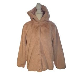 Pink platinum hooded pink fur coat
